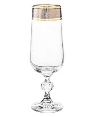 Набор фужеров для шампанского "STERNA" 180 мл "Панто платина, отводка золото" Crystalite Bohemia (6 штук) - фото 53138