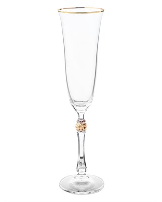 Набор фужеров для шампанского "PARUS" 190 мл "Отводка золото, золотой шар" Crystalite Bohemia (6 штук) - фото 53178