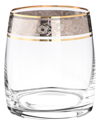 Набор стаканов для виски "PAVO" 290 мл "Панто платина, отводка золото" Crystalite Bohemia (6 штук) - фото 53214