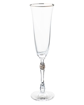 Набор фужеров для шампанского "PARUS" 190 мл "Отводка платина, платиновый шар" Crystalite Bohemia (6 штук) - фото 53333