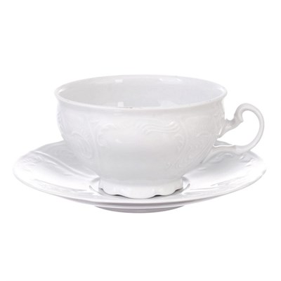 Набор чайных пар на 6 персон Bernadotte "Недекорированный" (чашка 360 мл с блюдцем 180 мм) 12 предметов - фото 53901