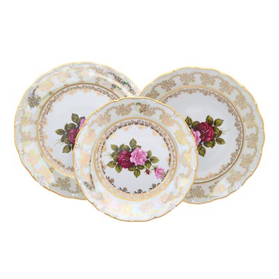 Набор тарелок Queen's Crown Aristokrat Роза 19,23,25 см (18 шт) - фото 54766
