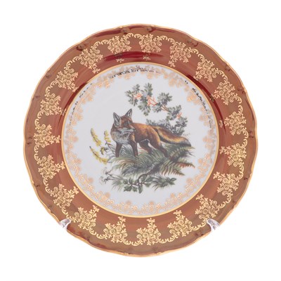 Набор тарелок Queen's Crown Aristokrat Охота красная 25 см - фото 55241