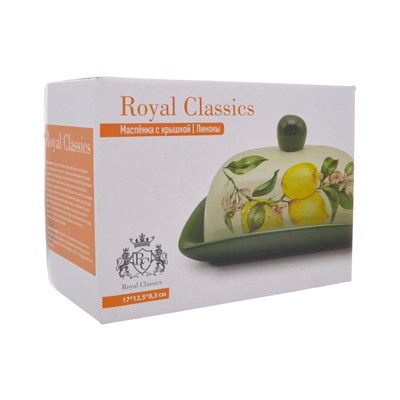 Маслёнка с крышкой Royal Classics Лимоны 17*12,5*8,3 см - фото 58175