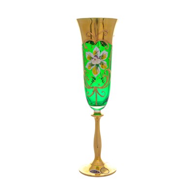 Фужер Анжела для шампанского зеленый Bohemia Star Crystal 190 мл(1 шт) - фото 58621