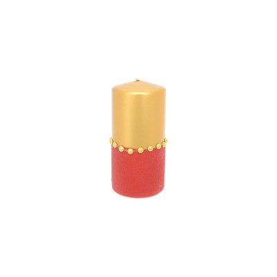 Свеча круглая Adpal Goldie 15/7 см металлик золотой/велюр красный - фото 59237