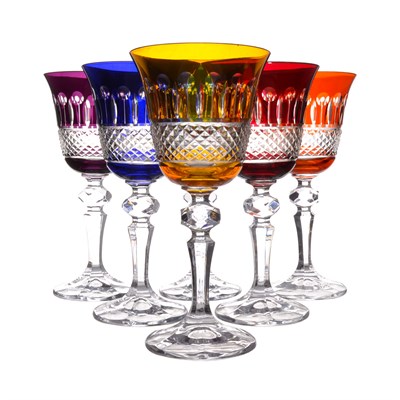 Набор бокалов для вина Кристина Bohemia Цветной хрусталь 150мл (6 шт) - фото 59429