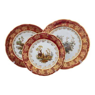 Набор тарелок Repast Охота красная R-L Мария-тереза  (18 шт) - фото 59665