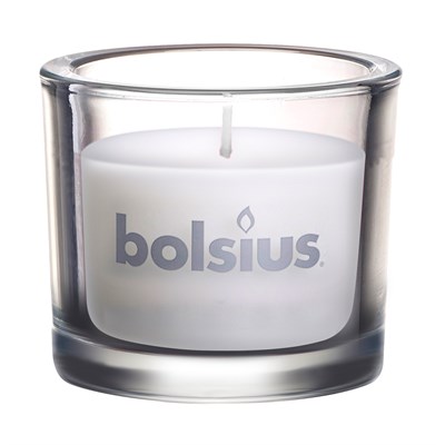 Свеча в стекле Bolsius Classic 80/92 белая - время горения 29 часов - фото 60929