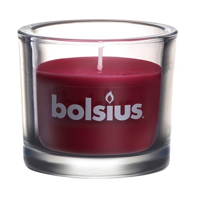 Свеча в стекле Bolsius Classic 80/92 темно-красная - время горения 29 часов - фото 60933