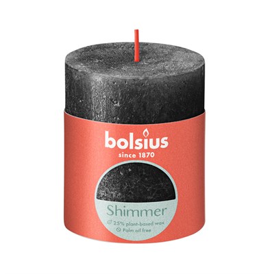 Свеча рустик Bolsius Shimmer 80/68 антрацит - время горения 35 часов - фото 60935