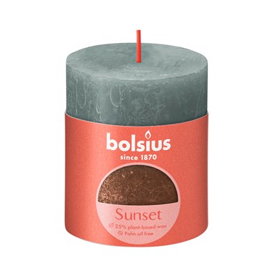Свеча рустик Bolsius Sunset 80/68 зеленый эвкалипт+медь - время горения 35 часов - фото 60944