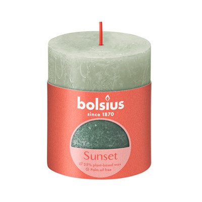 Свеча рустик Bolsius Sunset 80/68 туманно зеленый+оксидный синий - время горения 35 часов - фото 60946