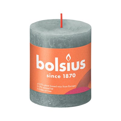 Свеча рустик Bolsius Shine 80/68 эквалиптовый зеленый - время горения 35 часов - фото 60962