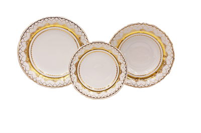 Набор тарелок на 6 персон "Изящное золото" Соната Leander 18 предметов - фото 62161