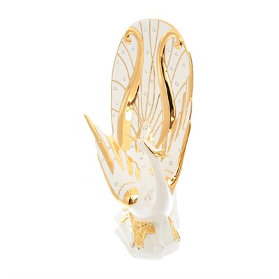 Жар-птица белая с золотом с кристаллами 40*23*52h см - фото 62889