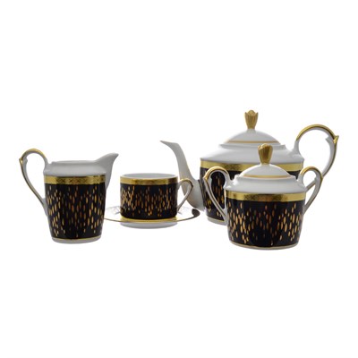 Чайный сервиз на 6 персон 17 предметов Falkenporzellan Constanza Rialto Black Gold - фото 63162