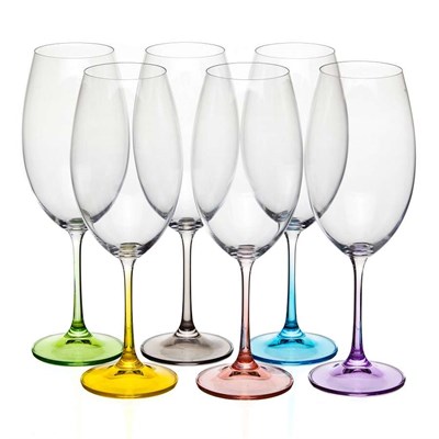 Набор бокалов для красного вина "MILVUS" Color mix цветные ножки, 510 мл (6 штук) - фото 64463