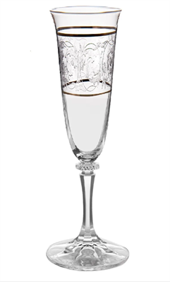 Набор фужеров для шампанского "BRANTA" 175 мл "Панто, 2 отводки платина" Crystalite Bohemia (6 штук) - фото 64537