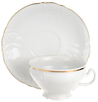 Набор чайных пар 200 мл Bernadotte Отводка золото (6 пар) низкая чашка - фото 64540