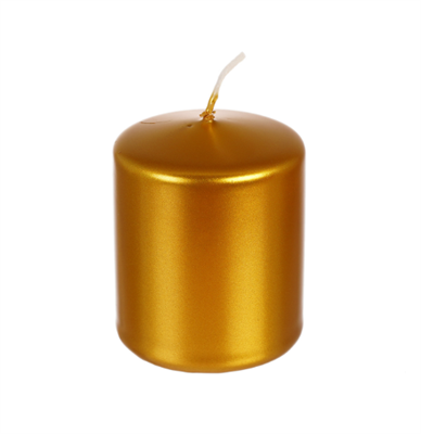 Свеча классическая Adpal 7/5,8 см металлик золотой - фото 64659