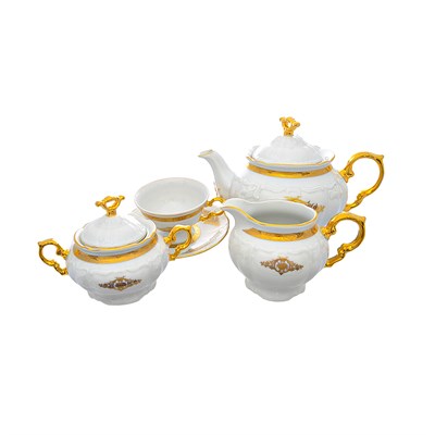 Чайный сервиз Thun Мария Луиза "Золотая полоса" 6 персон 17 предметов - фото 64800