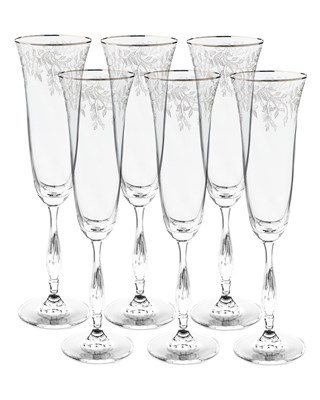Набор фужеров для шампанского "ASIO" 190 мл "Панто, затирка платина, отводка платина" Crystalite Bohemia (6 штук) - фото 66776