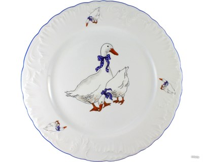 Тарелка обеденная 25 см Rococo декор "Гуси" Cmielow - фото 66834