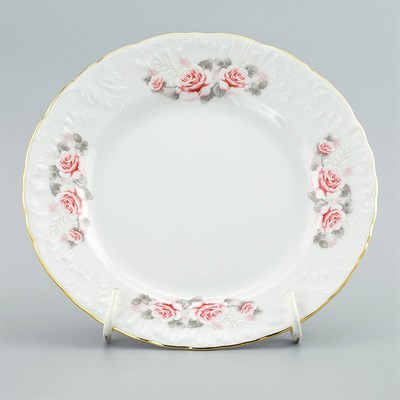 Тарелка десертная 19см Rococo, декор "Бледные розы, отводка золото" Cmielow - фото 66899