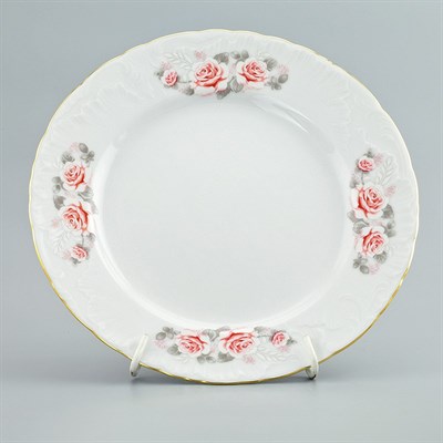 Тарелка десертная 17см (1шт) Rococo, декор "Бледные розы, отводка золото" Cmielow - фото 66900
