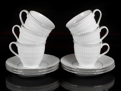 Набор чайных пар 220 мл (6 штук) Sofia, декор "Двойная отводка платиной" Cmielow - фото 67380