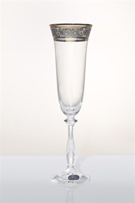 Набор бокалов для шампанского Анжела 190 мл (6 штук), декор "Панто платина, золото" Crystalex - фото 67516