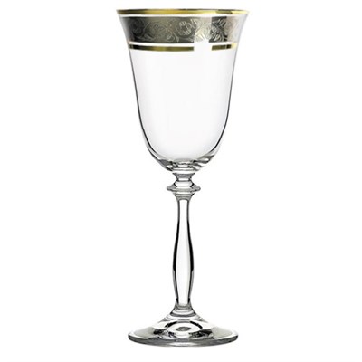 Набор бокалов для вина Анжела 250 мл (6 штук), декор "Панто платина, золото" Crystalex - фото 67517