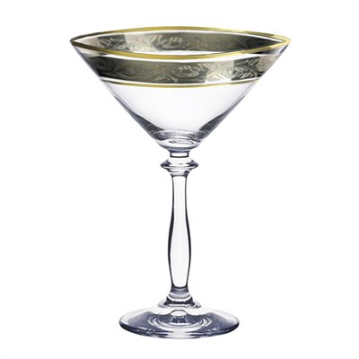 Набор бокалов для мартини Анжела 285 мл (6 штук), декор "Панто платина, золото" Crystalex - фото 67519