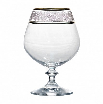 Набор бокалов для бренди Анжела 400 мл (6 штук), декор "Отводка золото, узор 437586" Crystalex - фото 67533