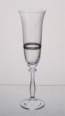 Набор бокалов для шампанского Анжела 190 мл (6 штук), декор "Платиновые кружева, широкий кант" Crystalex - фото 67539
