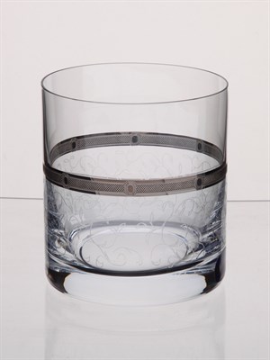 Набор стаканов для виски Барлайн 280 мл (6 штук), декор "Платиновые кружева, широкий кант" Crystalex - фото 67752