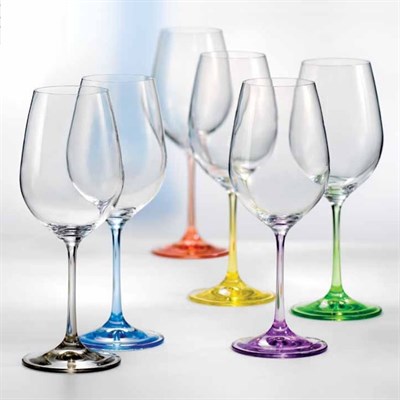 Набор бокалов для вина Виола 250 мл (6 штук) ножки ассорти Crystalex - фото 67818