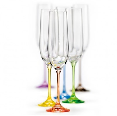 Набор бокалов для шампанского Виола 190 мл (6 штук) ножки ассорти Crystalex - фото 67819