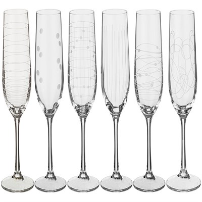 Набор бокалов для шампанского Виола Elements 190мл (6 штук) Crystalex - фото 67827
