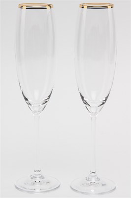 Набор бокалов для шампанского Грандиосо 230 мл (2 штуки), "Двойная отводка золото" Crystalex - фото 67881
