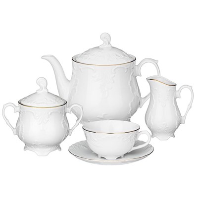 Чайный сервиз на 6 персон Rococo, декор "Отводка золото" Cmielow 15 предметов - фото 67969