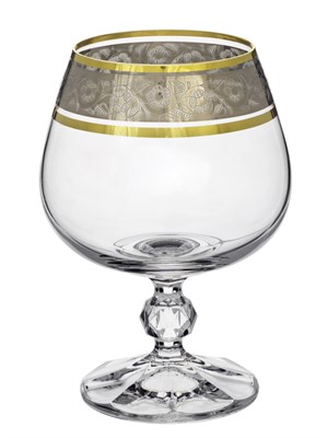 Набор бокалов для бренди Клаудия 250 мл (6 штук), декор "Панто платина, золото" Crystalex - фото 68318