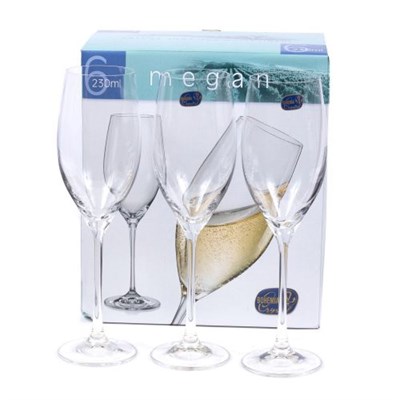 Набор бокалов для шампанского Меган 230 мл (6 штук) Crystalex - фото 69928
