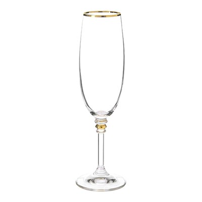 Набор бокалов для шампанского Оливия 190 мл (6 штук), декор "Отводка золото, ножка золото" Crystalex - фото 69931