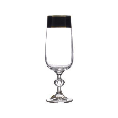 Набор бокалов для шампанского черное с золотом Bohemia Клаудия 180 мл (6 шт) - фото 70099