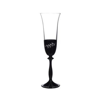 Набор бокалов для шампанского черное с узором Анжела Bohemia 190 мл (6 шт) - фото 70155