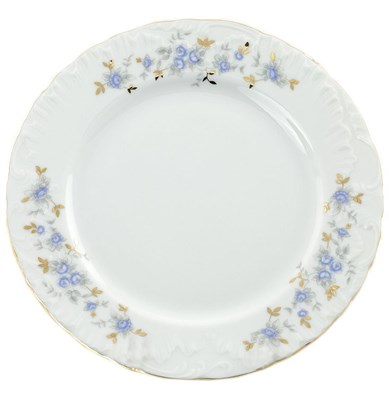 Набор тарелок обеденных 26 см (6 штук) Rococo, декор "Голубые цветы, отводка золото" Cmielow - фото 71408