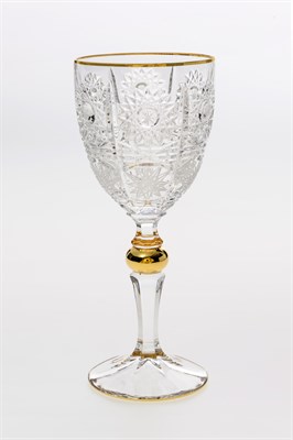 Набор бокалов для вина "500PK", декор "Отводка золото, золотой шар", шлифовка;  260 мл (набор 6 шт.), хрусталь, Bohemia Jihlava - фото 71579