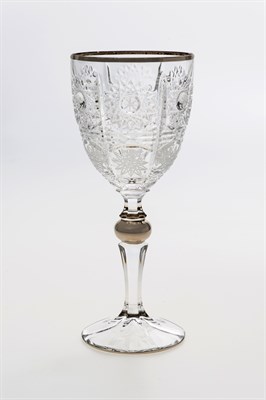 Набор бокалов для вина "500PK", декор "Отводка платина, платиновый шар", шлифовка; 260 мл (набор 6 шт.), хрусталь, Bohemia Jihlava - фото 71580